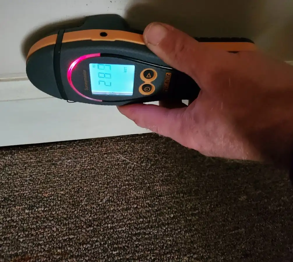 Moisture detection at baseboard during Burst Pipe Cleanup in Florida Ridge